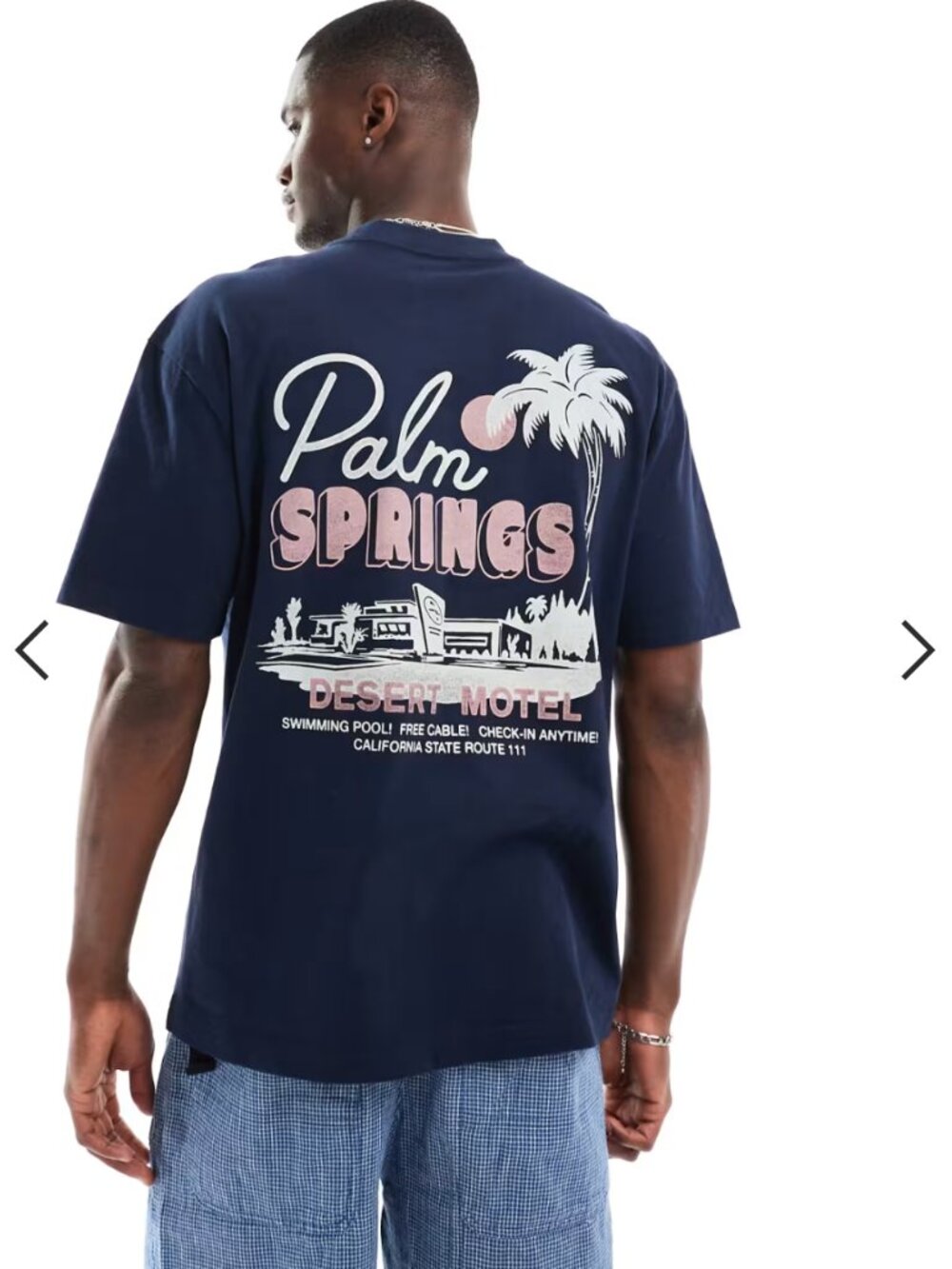 Hollister Men's T-Shirt Top Jersey Palm Springs Desert Motel Size L Navy Heavy